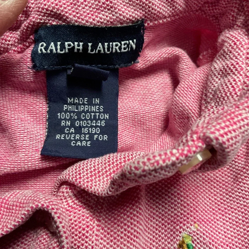 Ralph Lauren Polo Dress Kids 9M Pink Long Sleeve Button Front Pique RF621249